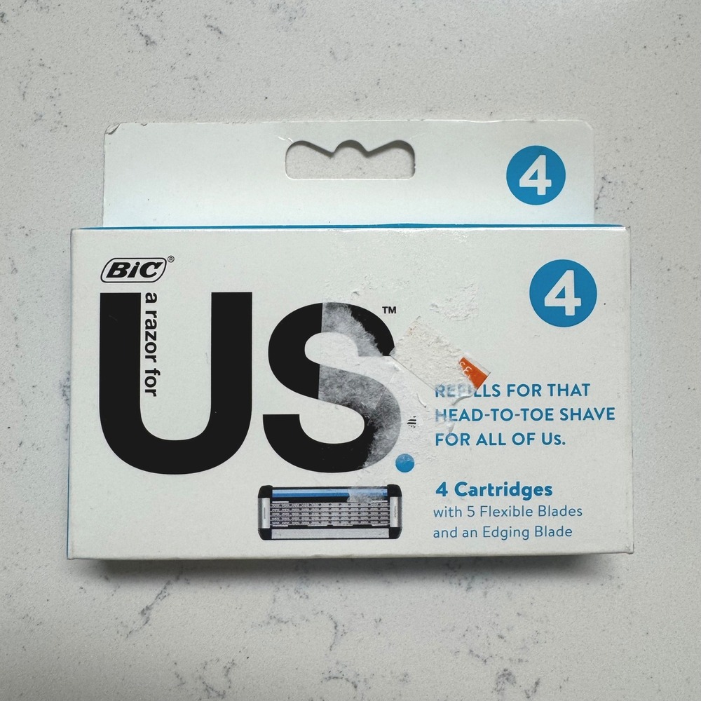 BIC Us Razor Refill Cartridges Unisex 4 Count Blue 5 Flexible Blades Edging Blad